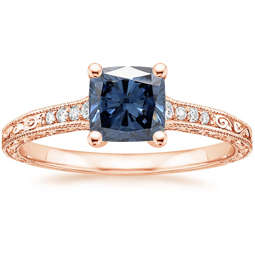 14K Rose Gold Hudson Engraved Diamond Ring, large top view