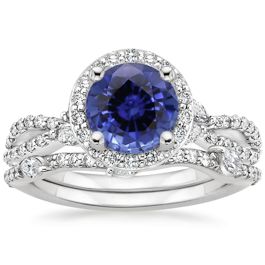 Sapphire Luxe Willow Halo Diamond Bridal Set (5/8 ct. tw.) in 18K White ...