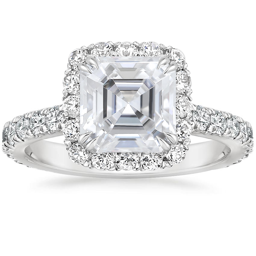 18K White Gold Sienna Halo Three-Quarter Coverage Diamond Ring (3/4 ct. tw.), large top view