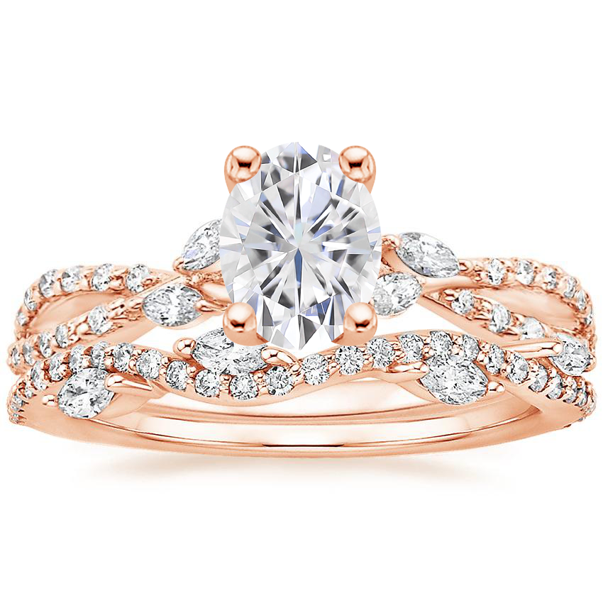 14KR Moissanite Luxe Willow Diamond Ring (1/4 ct. tw.) with Luxe Winding Willow Diamond Ring (1/4 ct. tw.), top view