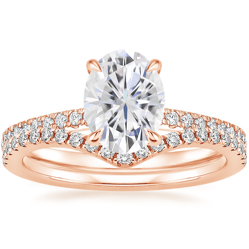 14K Rose Gold Petite Demi Diamond Ring (1/5 ct. tw.) with Flair Diamond Ring (1/6 ct. tw.)