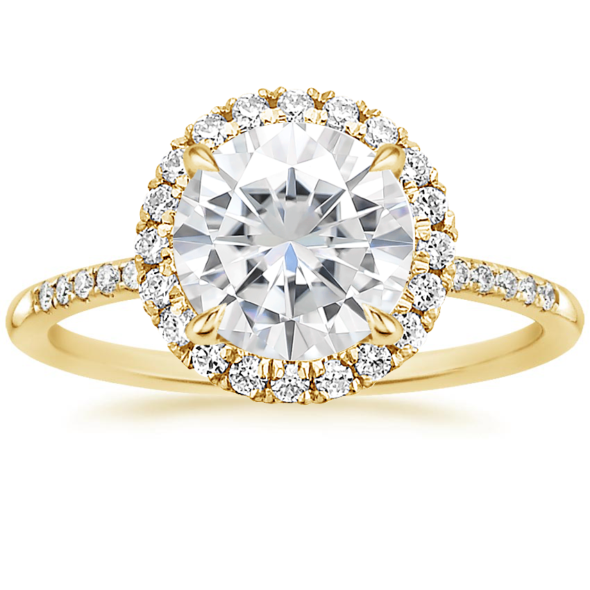 18K Yellow Gold Cambria Halo Diamond Ring, large top view