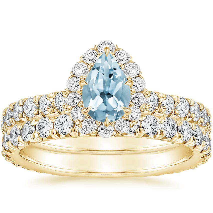 18KY Aquamarine Estelle Diamond Bridal Set (1 1/3 ct. tw.), top view