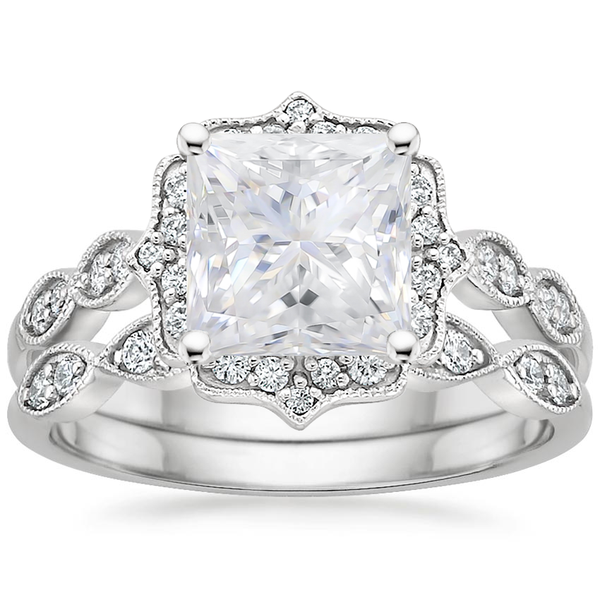 PT Moissanite Cadenza Halo Diamond Bridal Set (1/4 ct. tw.), top view