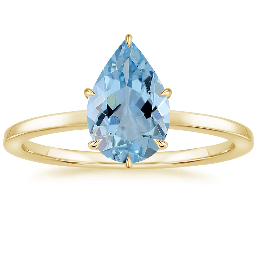 18K Yellow Gold Secret Halo Six-Prong Diamond Ring, large top view