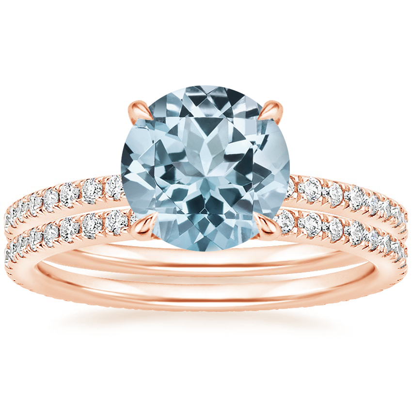 14K Rose Gold Luxe Perfect Fit Diamond Ring (1/4 ct. tw.) with Ballad Eternity Diamond Ring (1/3 ct. tw.)