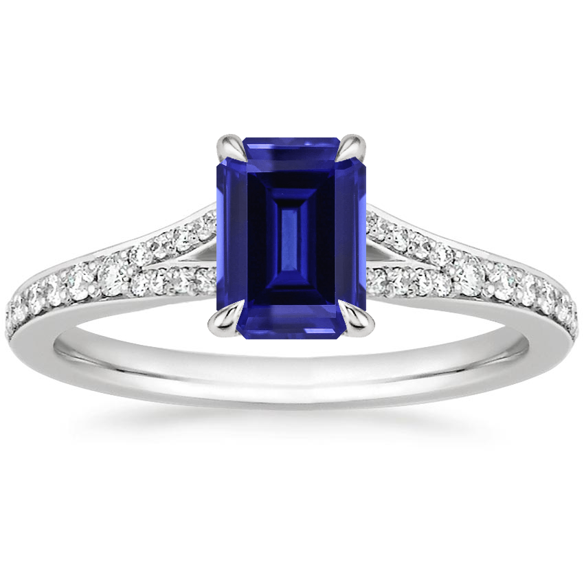 Sapphire Duet Diamond Ring in Platinum