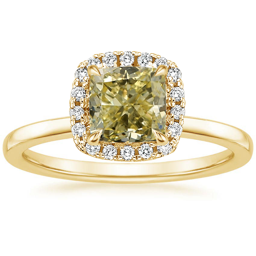 18K Yellow Gold Vienna Halo Diamond Ring, large top view
