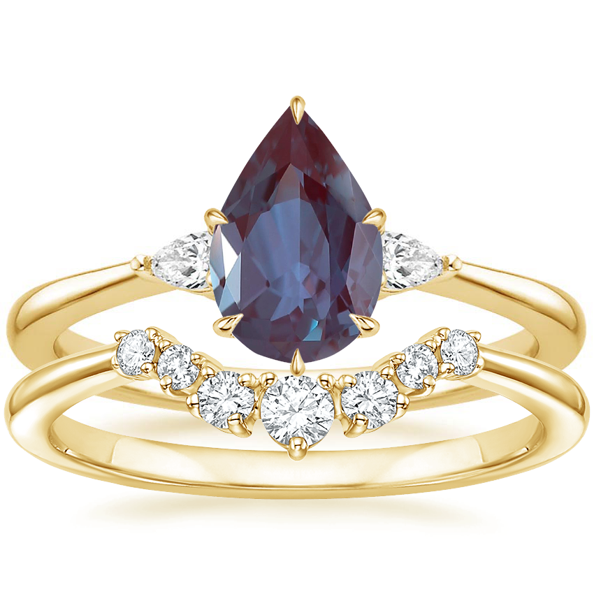 18K Yellow Gold Aria Contoured Diamond Bridal Set