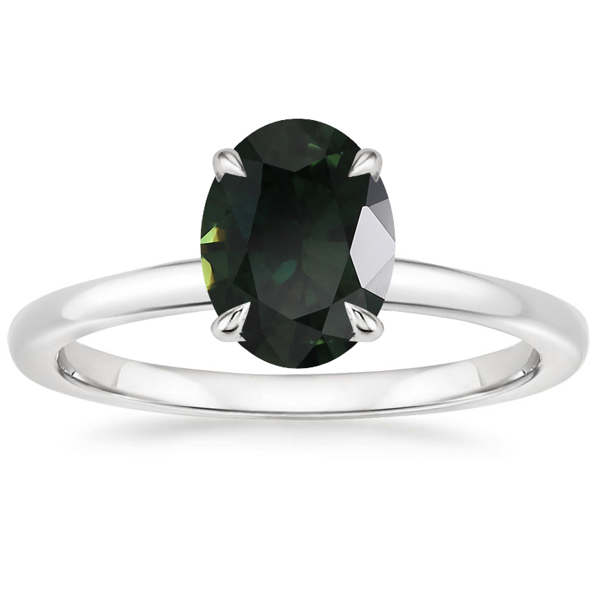 18K White Gold Floral Lattice Solitaire Ring, large top view