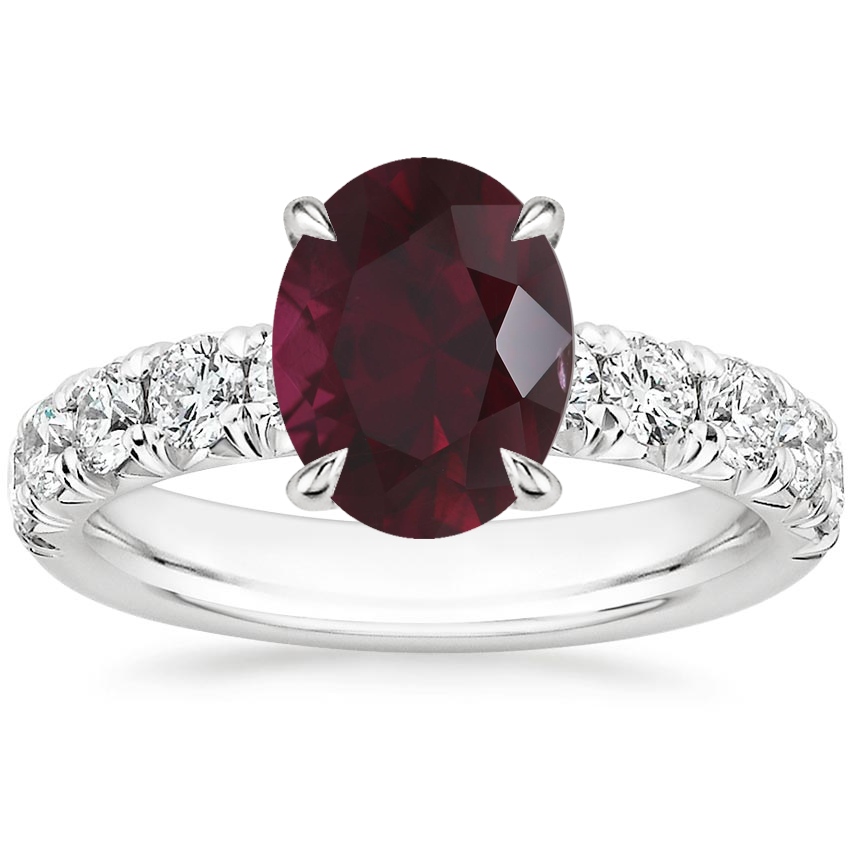 18K White Gold Ellora Half Coverage Diamond Ring, large top view