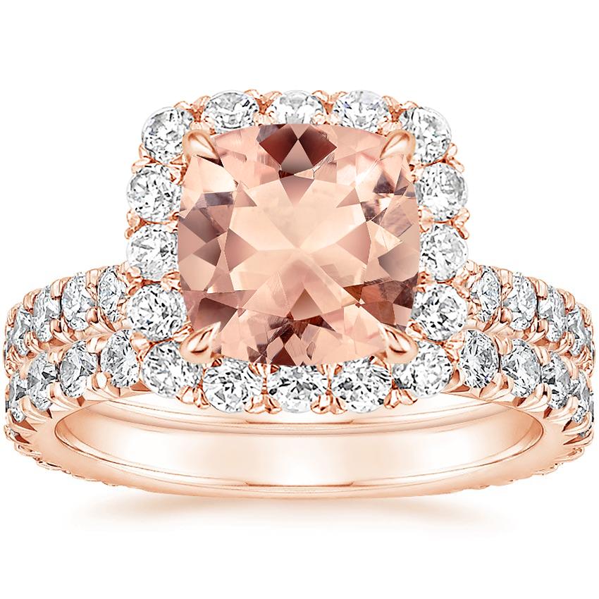 14KR Morganite Estelle Diamond Bridal Set (1 1/3 ct. tw.), top view