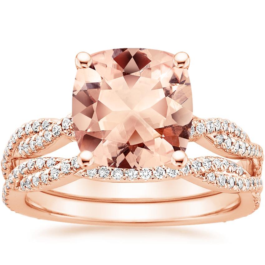 14KR Morganite Petite Luxe Twisted Vine Bridal Set (1/2 ct. tw.), top view