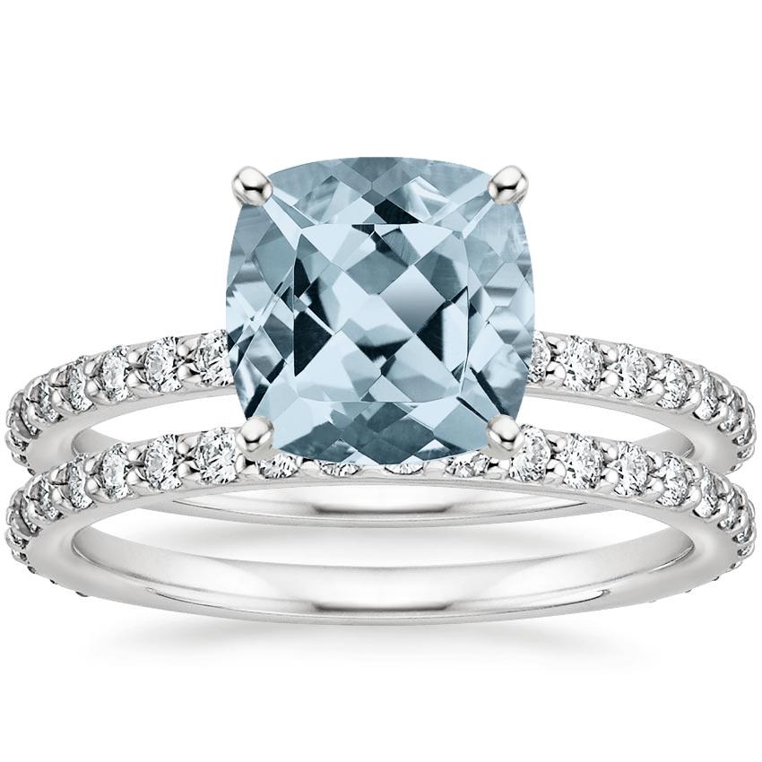 PT Aquamarine Luxe Petite Shared Prong Diamond Bridal Set (3/4 ct. tw.), top view