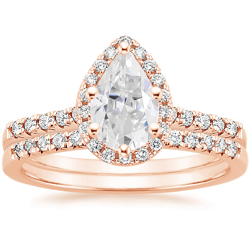 14KR Moissanite Odessa Diamond Ring (1/5 ct. tw.) with Sonora Diamond Ring (1/8 ct. tw.), top view