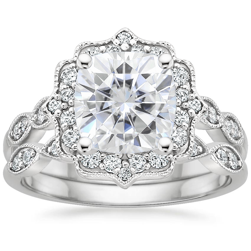 PT Moissanite Cadenza Halo Diamond Bridal Set (1/4 ct. tw.), top view