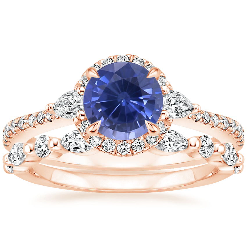 14K Rose Gold Luxe Aria Halo Diamond Ring with Versailles Diamond Ring (3/8 ct. tw.)
