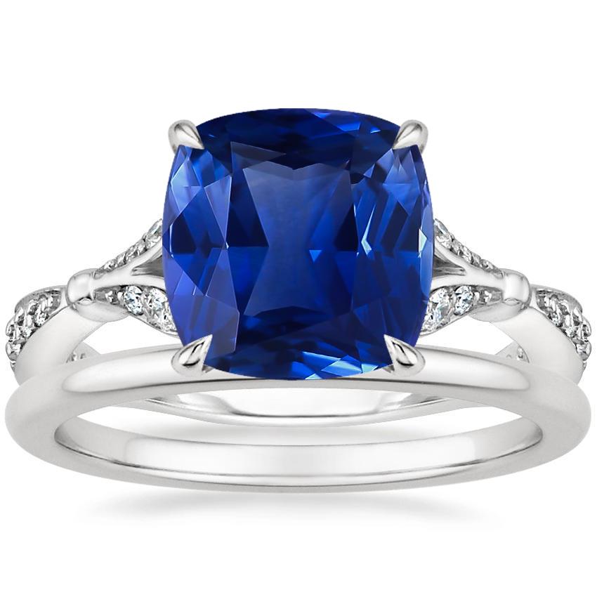Platinum Zinnia Diamond Ring (1/3 ct. tw.) with Petite Comfort Fit Wedding Ring