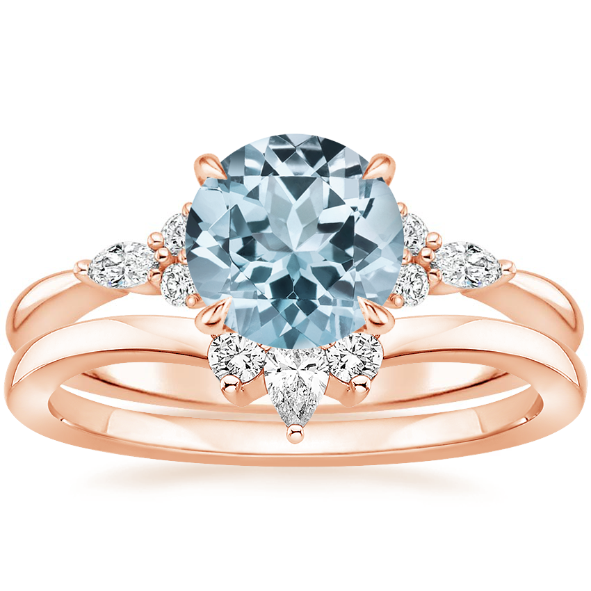 14KR Aquamarine Nadia Diamond Bridal Set, top view