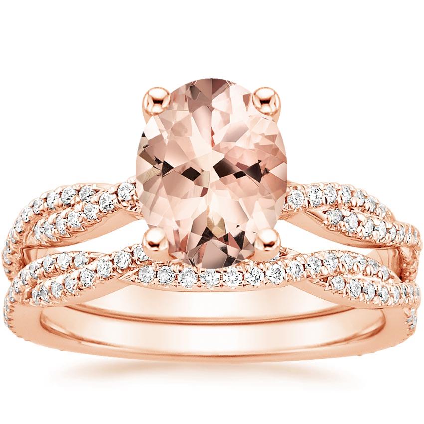 14KR Morganite Petite Luxe Twisted Vine Bridal Set (1/2 ct. tw.), top view