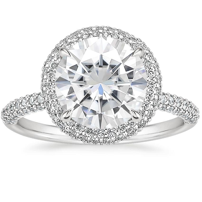 Moissanite Valencia Halo Diamond Ring (1/2 ct. tw.) in 18K White Gold