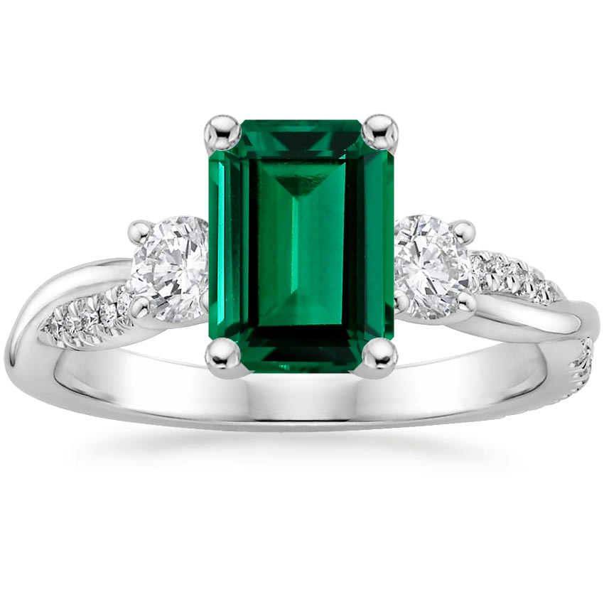 18K White Gold Petite Twisted Vine Three Stone Diamond Ring (2/5 ct. tw.), large top view