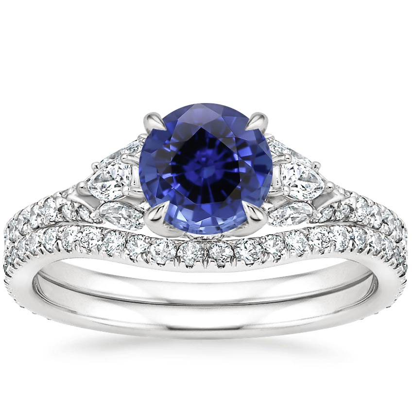 18KW Sapphire Ava Diamond Bridal Set (3/4 ct. tw.), top view
