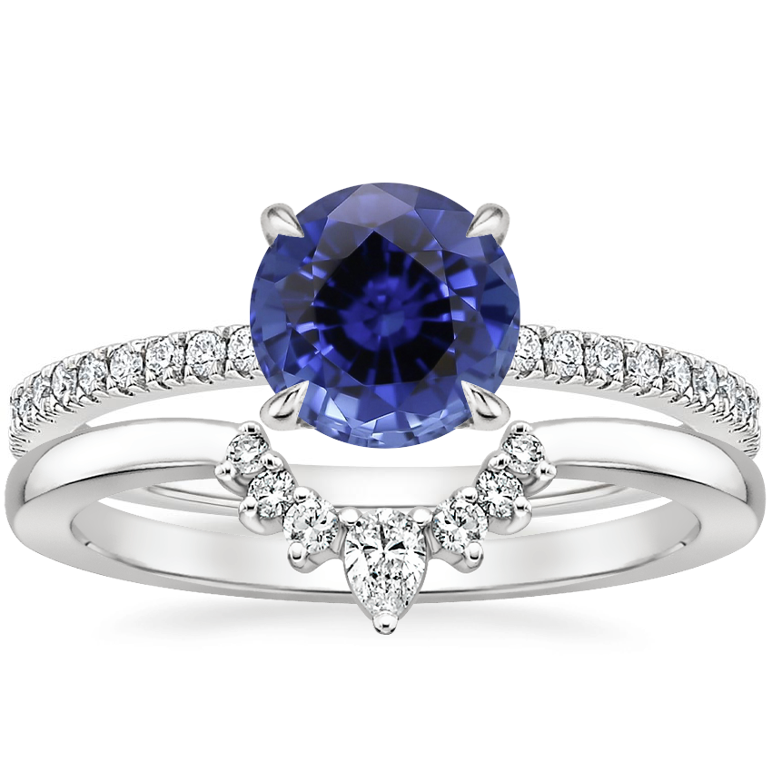 18K White Gold Viviana Diamond Ring (1/4 ct. tw.) with Lunette Diamond Ring
