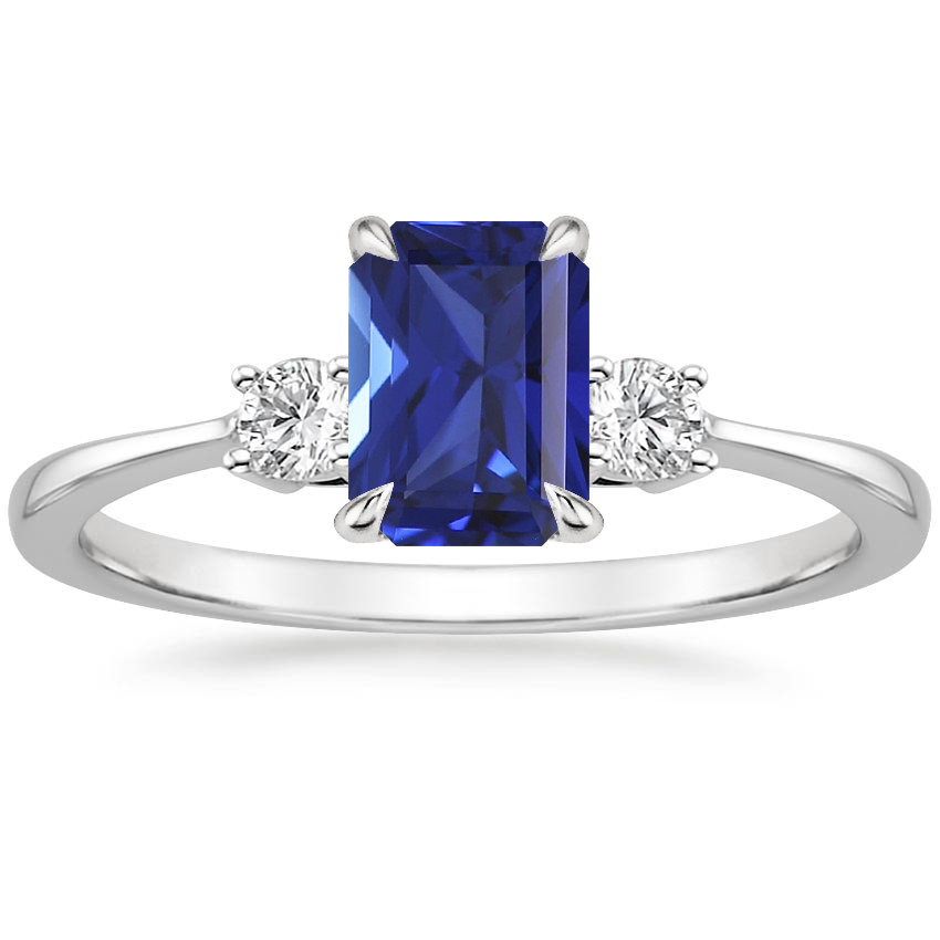 18K White Gold Petite Selene Three Stone Diamond Ring (1/10 ct. tw.), large top view