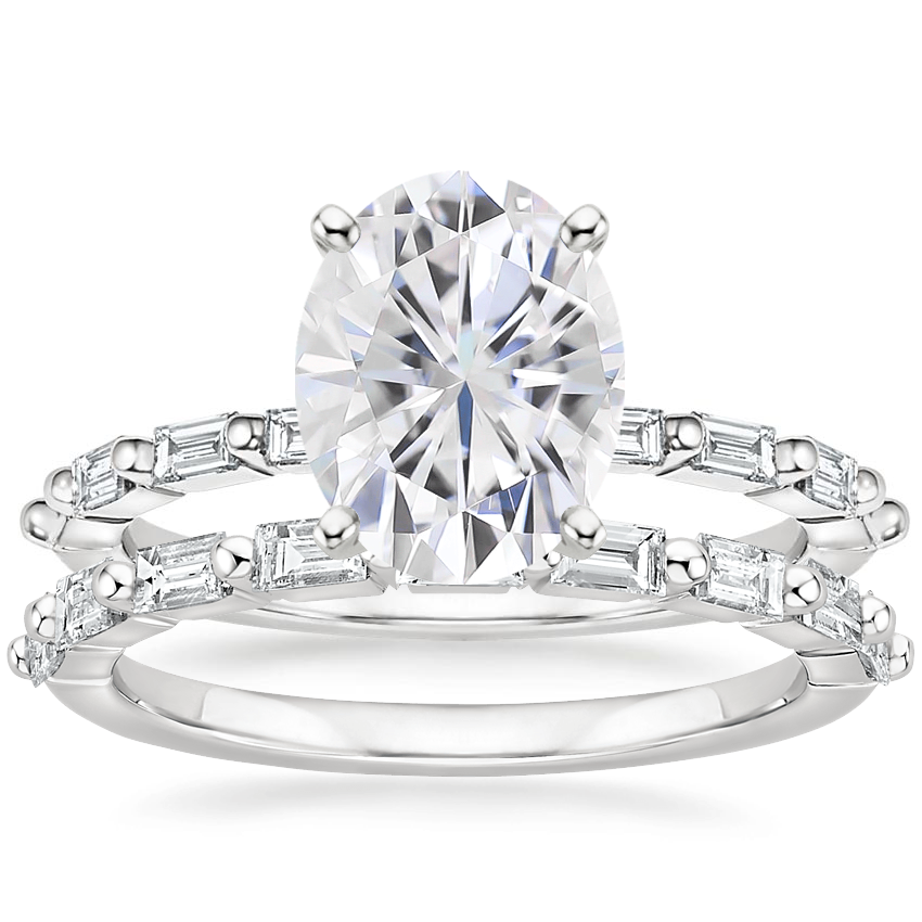 18KW Moissanite Dominique Diamond Bridal Set, top view
