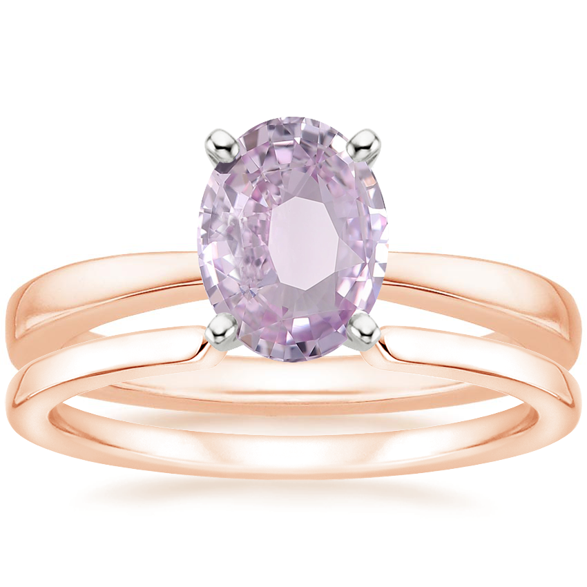 14K Rose Gold Petite Taper Ring with Liv Wedding Ring