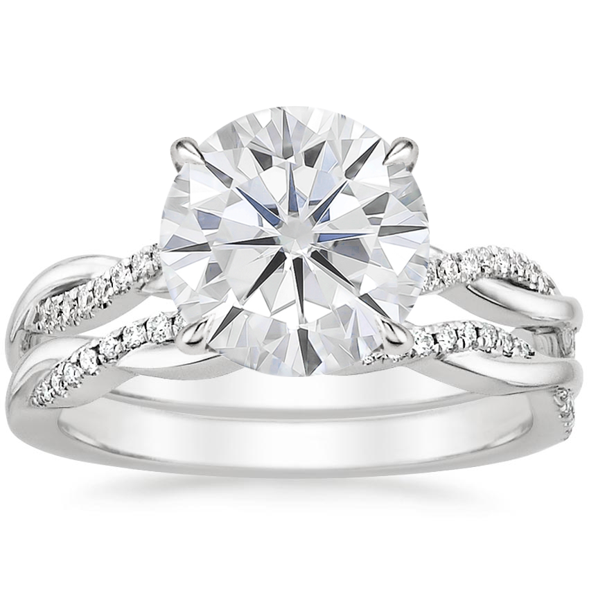 18KW Moissanite Petite Twisted Vine Diamond Bridal Set (1/4 ct. tw.), top view