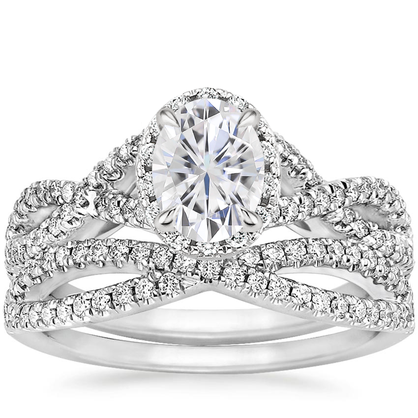 PT Moissanite Entwined Halo Diamond Bridal Set (1/2 ct. tw.), top view