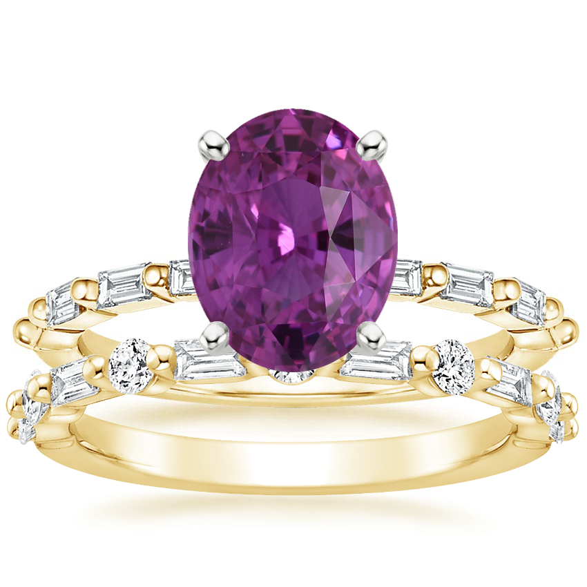 18K Yellow Gold Dominique Diamond Ring (1/3 ct. tw.) with Harper Diamond Ring (1/3 ct. tw.)