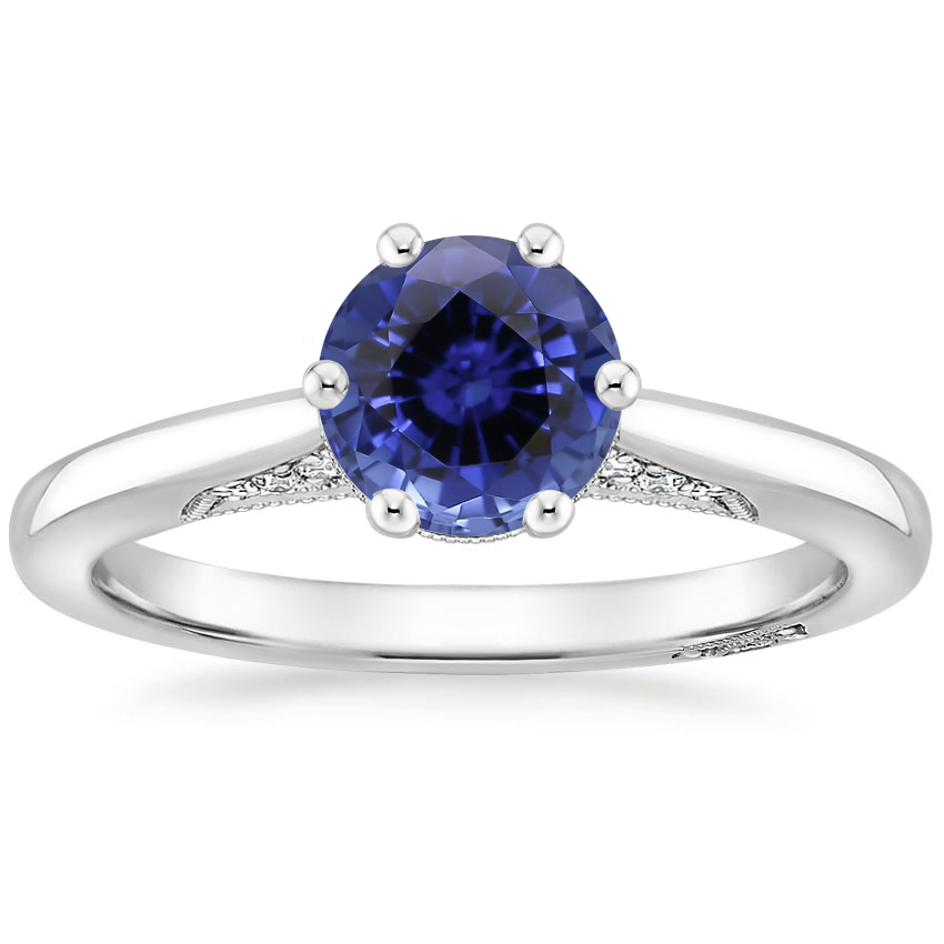 Sapphire Simply Tacori Crown Diamond Ring in 18K White Gold