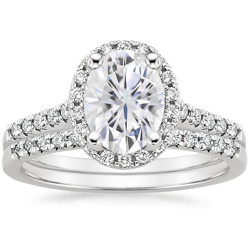 PT Moissanite Odessa Diamond Ring (1/5 ct. tw.) with Sonora Diamond Ring (1/8 ct. tw.), top view