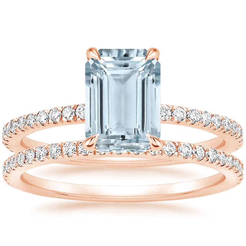 14KR Aquamarine Luxe Viviana Diamond Bridal Set (1/2 ct. tw.), top view