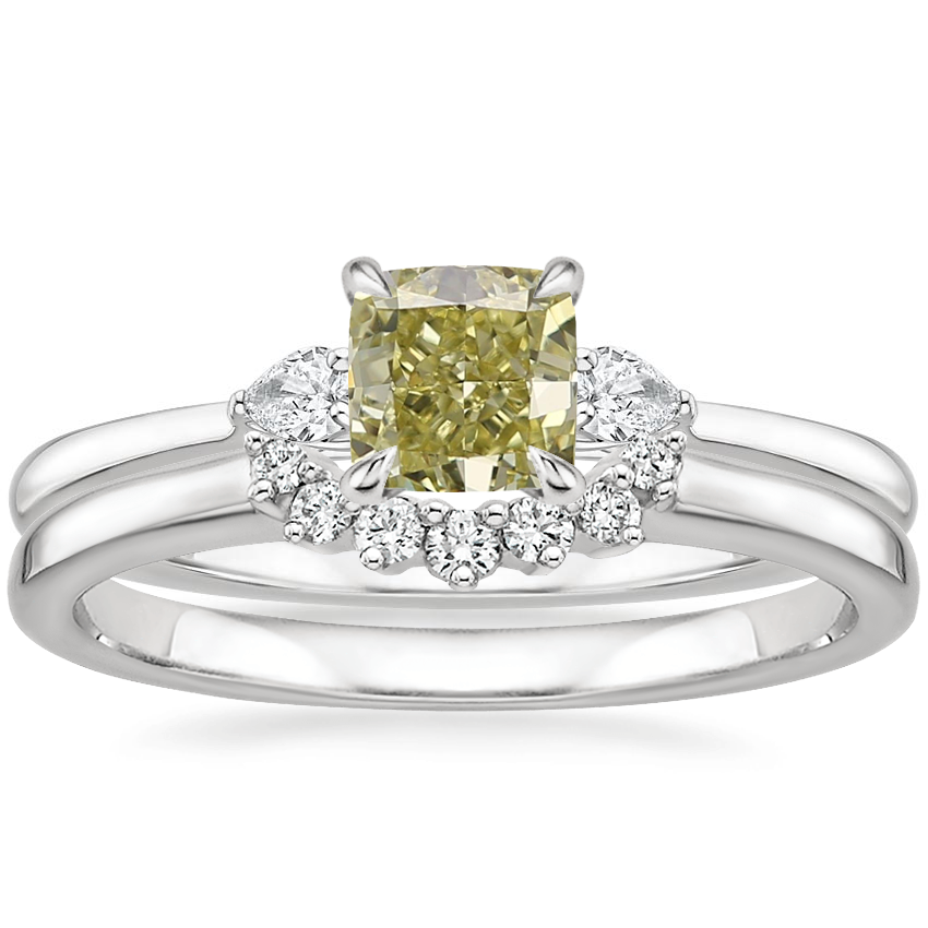 18K White Gold Perfect Fit Three Stone Pear Diamond Ring with