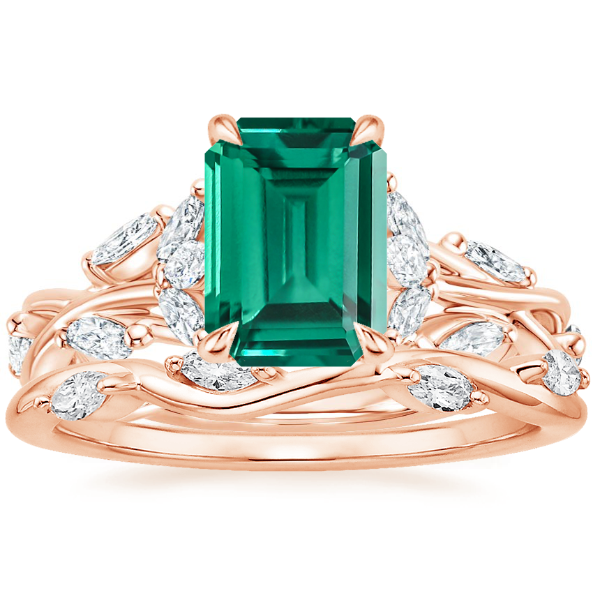 14K Rose Gold Secret Garden Diamond Ring (1/2 ct. tw.) with Winding Willow Diamond Ring (1/8 ct. tw.)