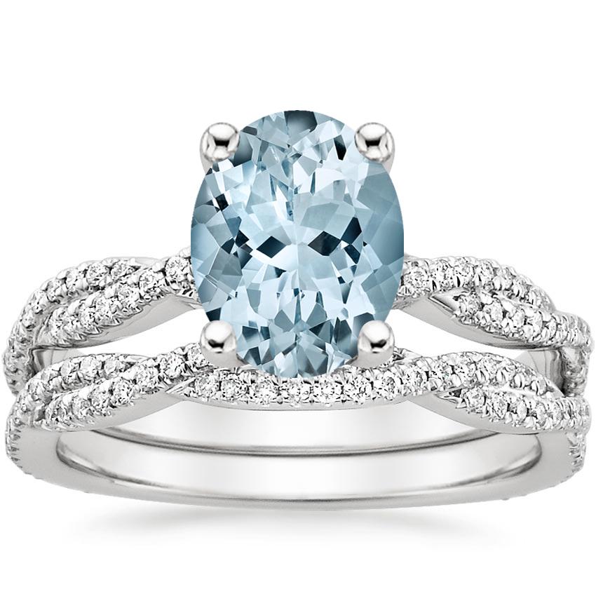 18KW Aquamarine Petite Luxe Twisted Vine Bridal Set (1/2 ct. tw.), top view