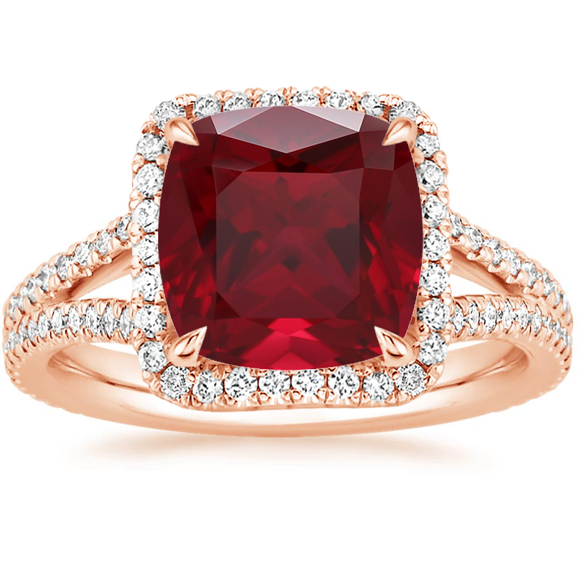 14K Rose Gold Fortuna Halo Diamond Ring (1/2 ct. tw.), large top view
