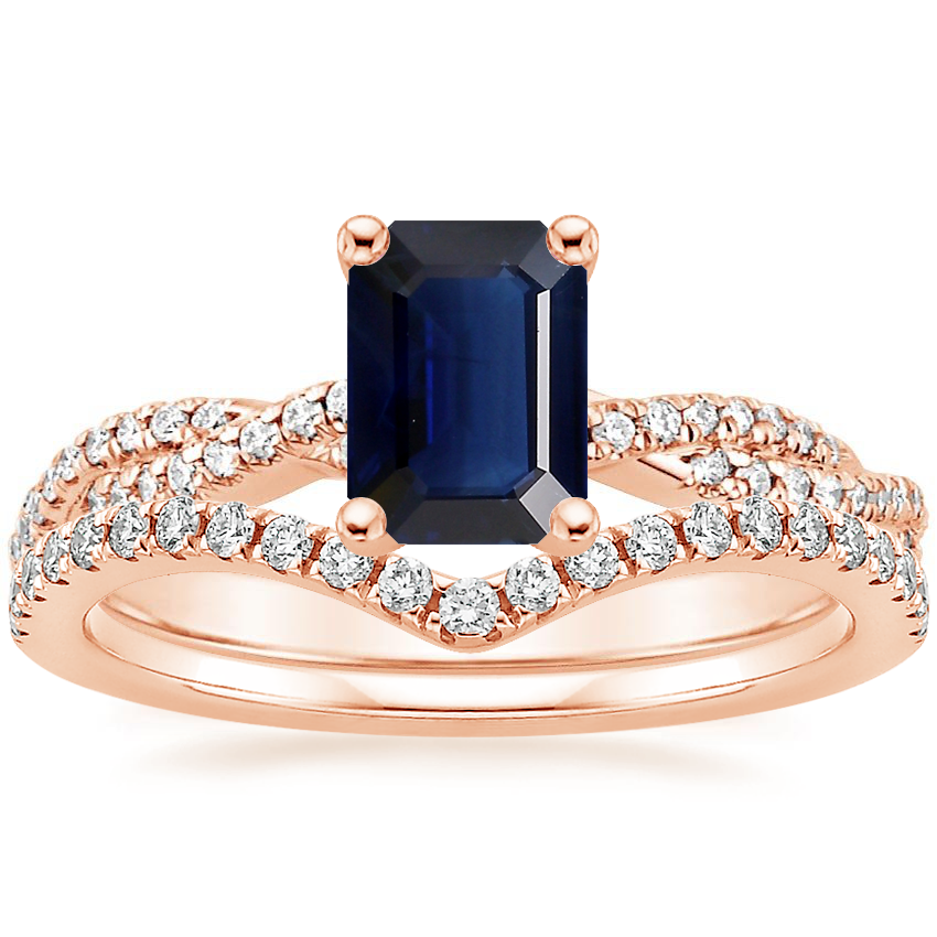 14K Rose Gold Petite Luxe Twisted Vine Diamond Ring (1/4 ct. tw.) with Flair Diamond Ring (1/6 ct. tw.)