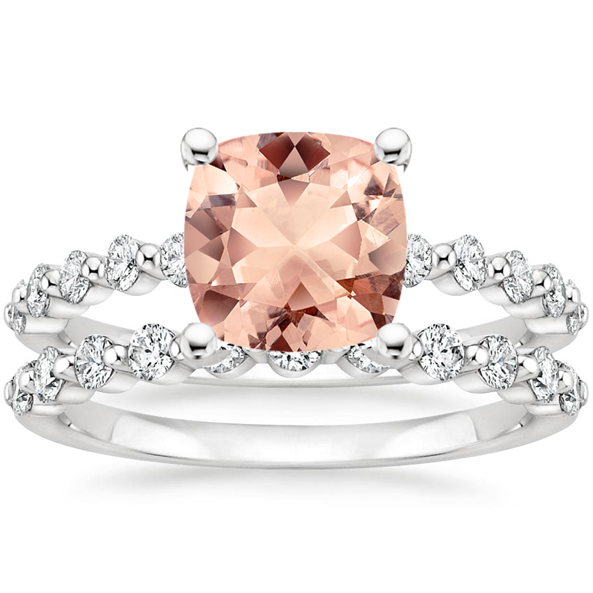 18KW Morganite Marseille Diamond Bridal Set (1/2 ct. tw.), top view