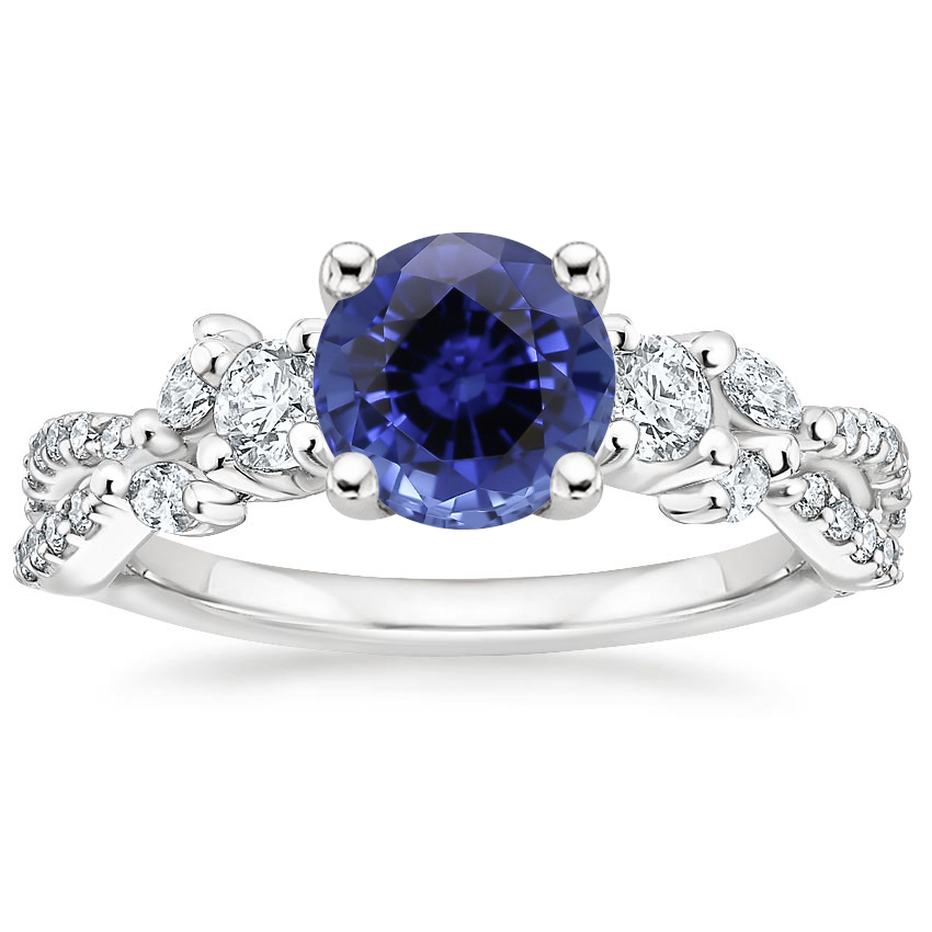 Sapphire Three Stone Luxe Willow Diamond Ring (1/2 ct. tw.) in 18K White Gold
