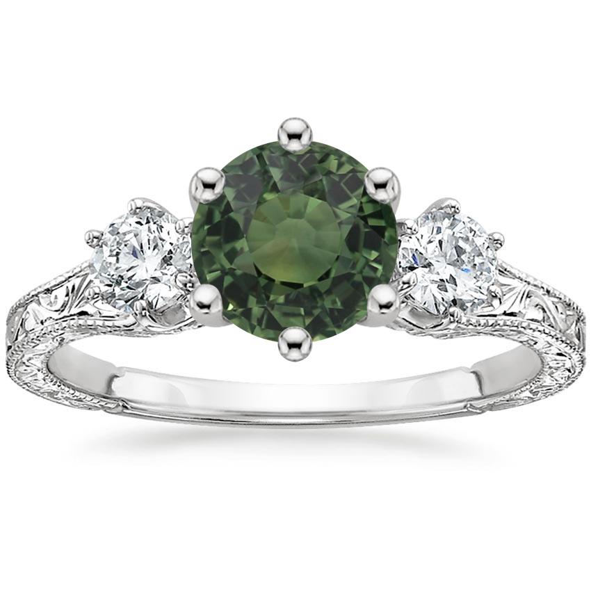 Platinum Hudson Engraved Three Stone Diamond Ring (1/3 ct. tw.), large top view