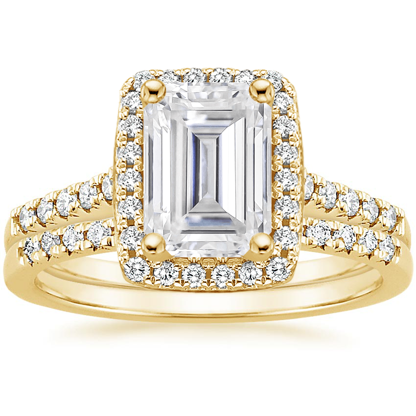 18KY Moissanite Odessa Diamond Ring (1/5 ct. tw.) with Sonora Diamond Ring (1/8 ct. tw.), top view
