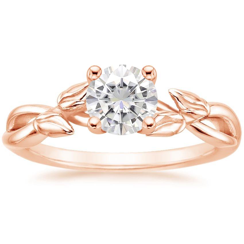 14K Rose Gold Budding Willow Solitaire Ring, large top view