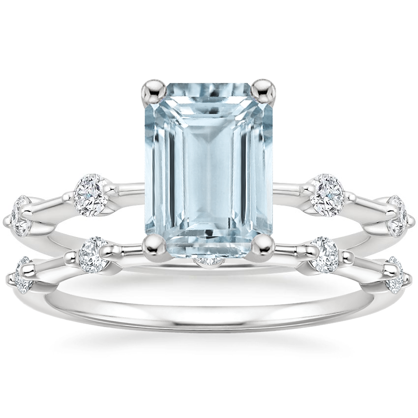 PT Aquamarine Aimee Diamond Bridal Set, top view
