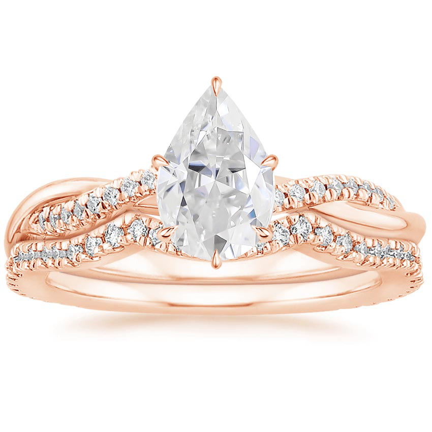 14KR Moissanite Petite Twisted Vine Contoured Diamond Bridal Set (1/3 ct. tw.), top view