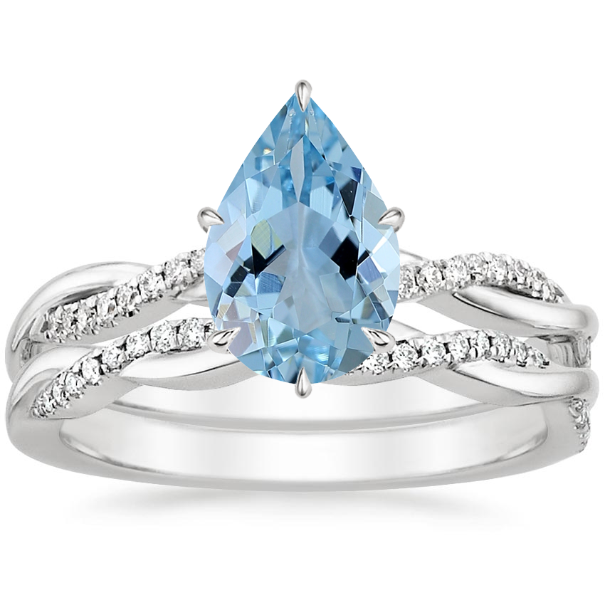 18K White Gold Petite Twisted Vine Diamond Bridal Set (1/4 ct. tw.)